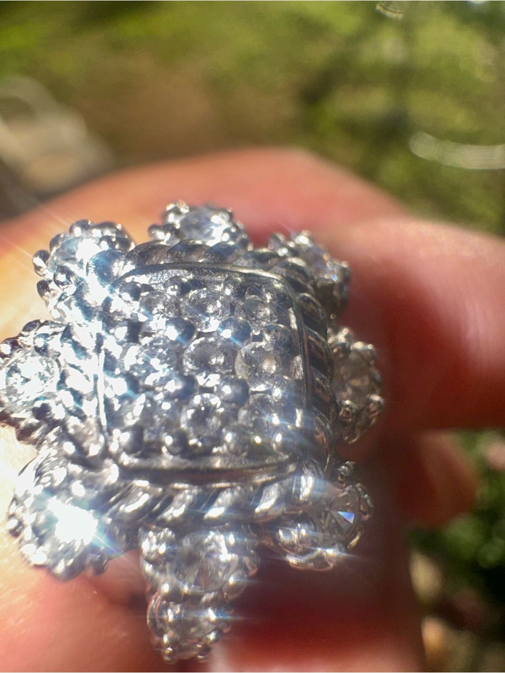 Detailed Silver Floral Filigree Ring - Silver